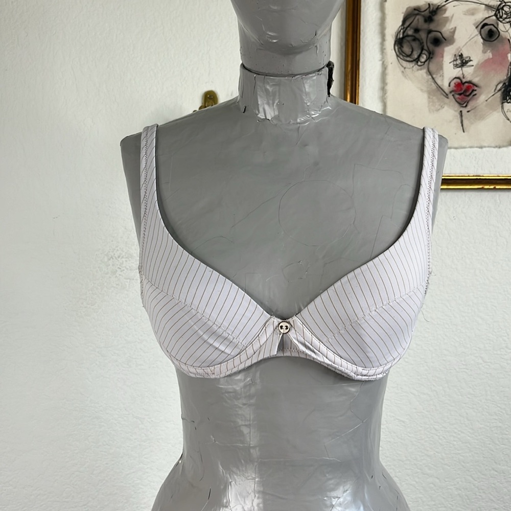 Marie Jo Convertible Underwire Demi Striped White Gray T Tee Shirt Bra